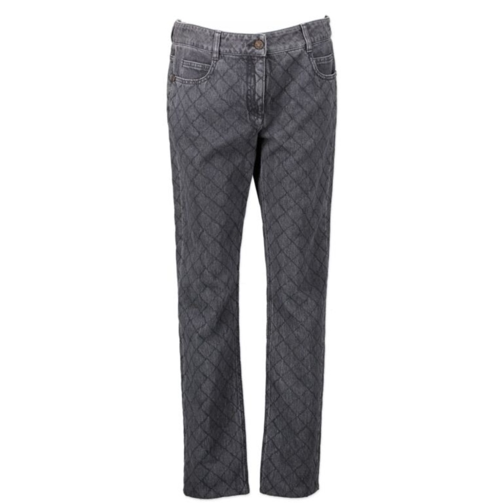 🖤🤍 CHANEL Quilted Stitched Grey Denim Jeans
